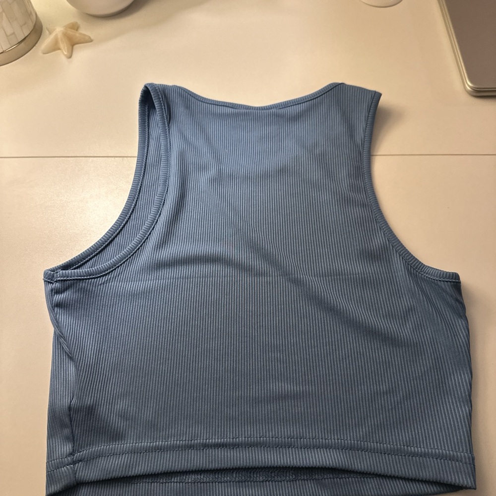 Blue Ribbed Tank Top - Picture 3 of 3